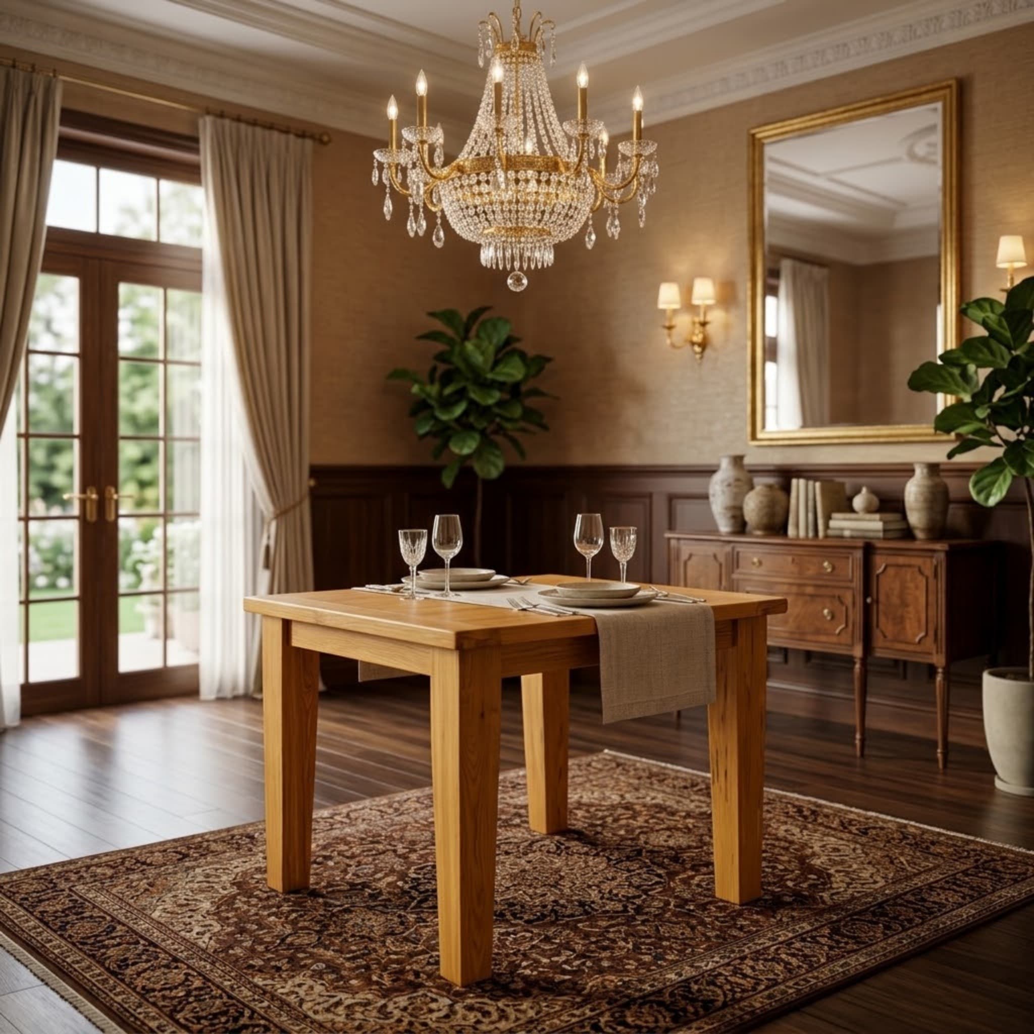 1.0 x 1.0m Rustic #8276 Wooden Dining Table (Colour same as Felton)