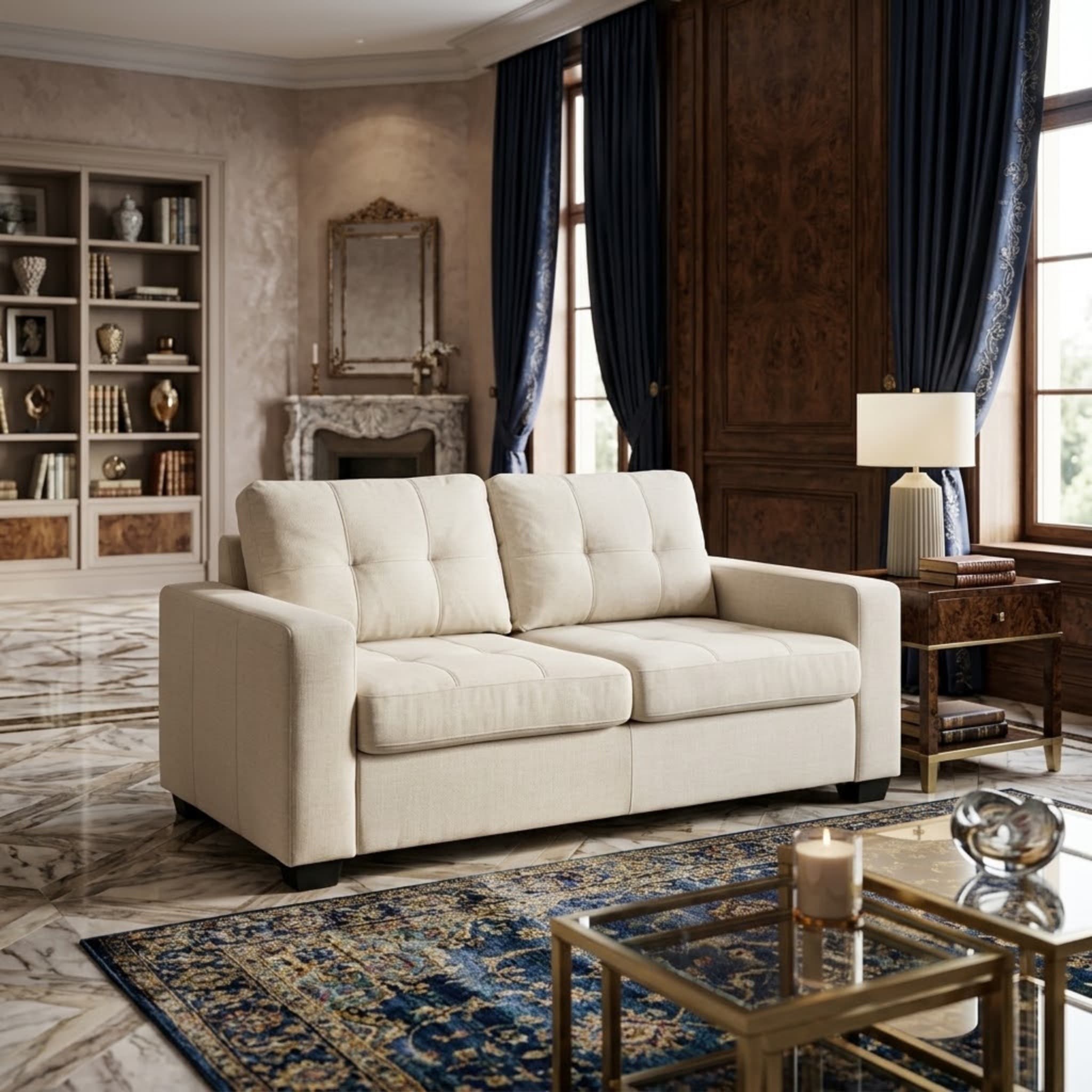 2 Seater Sofa Bed Beige