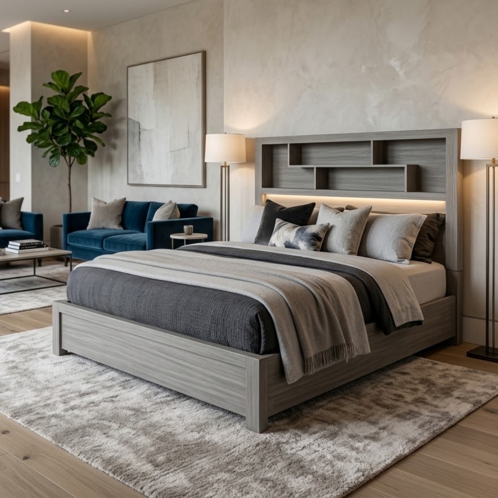 Amanda Queen/King Headboard with Bookcase
