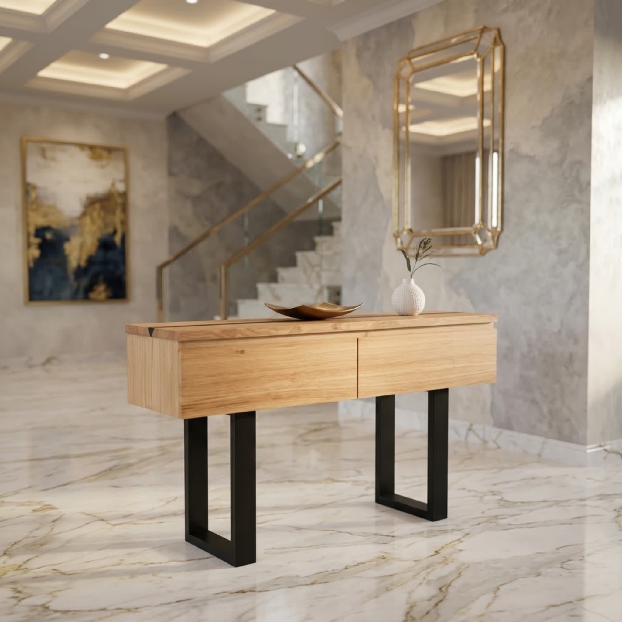 Katania 2 Drawer Hall Table 1.4m