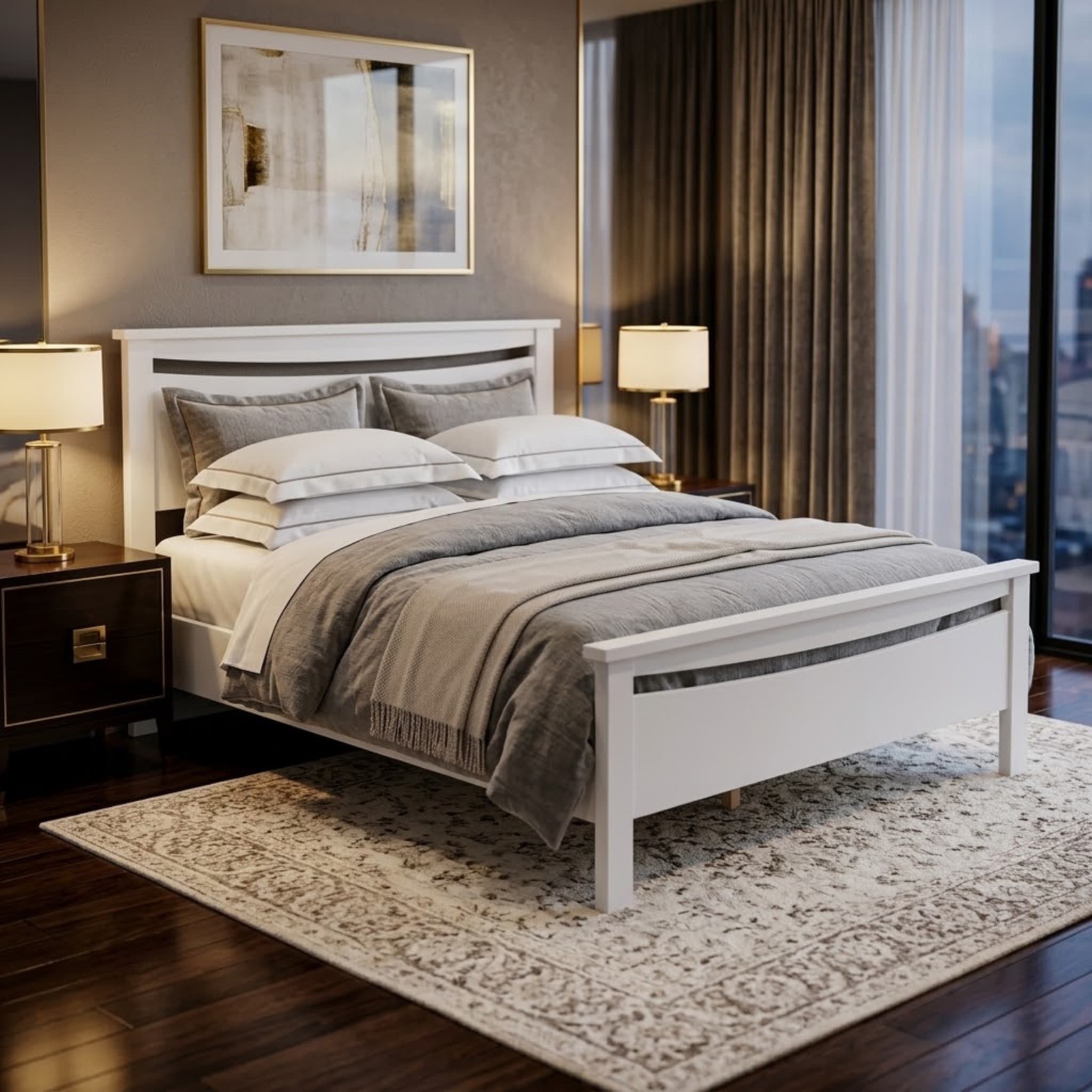 Patty Double Bed Frame (White) + Mattress Bundle
