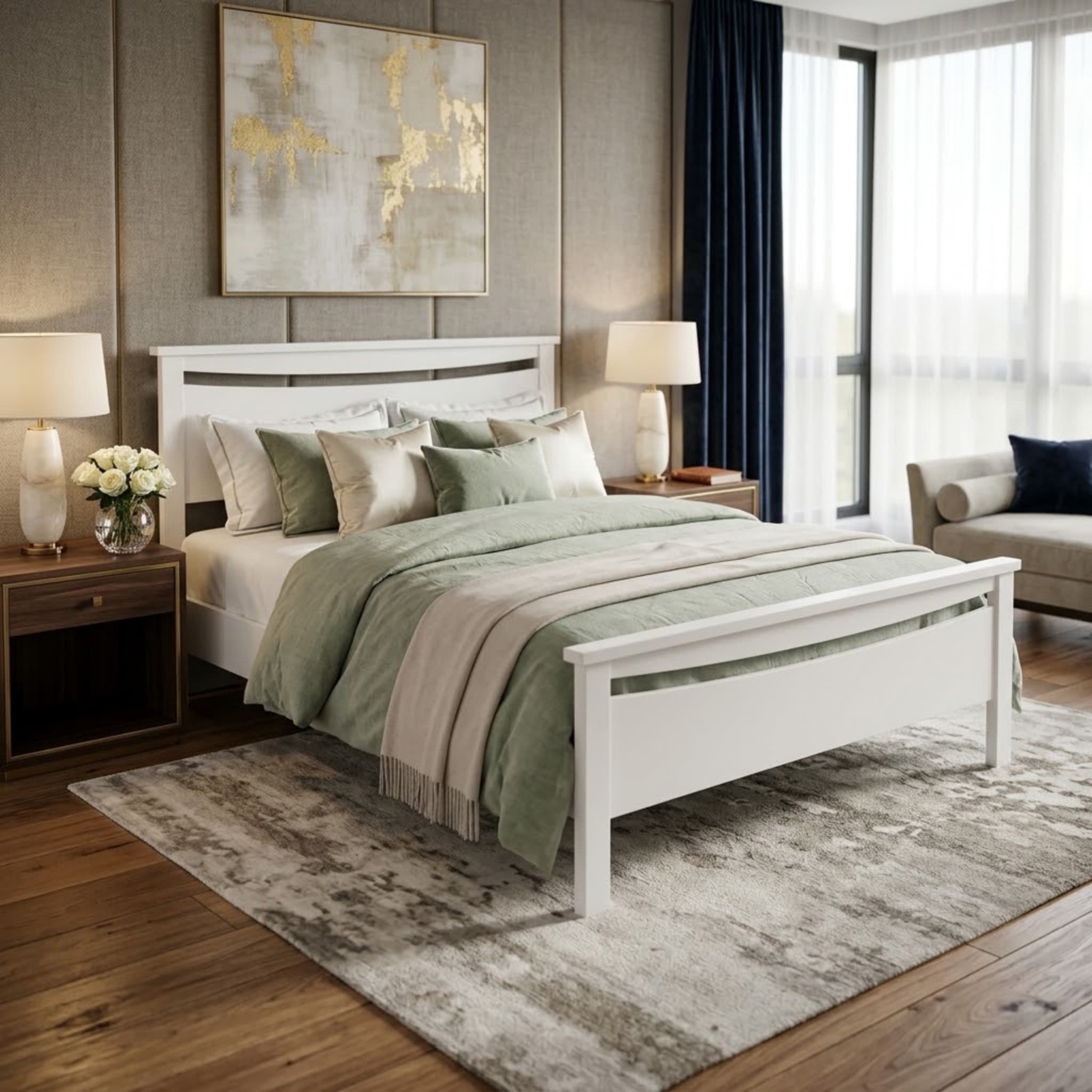 Patty King Single Bed Frame (White)