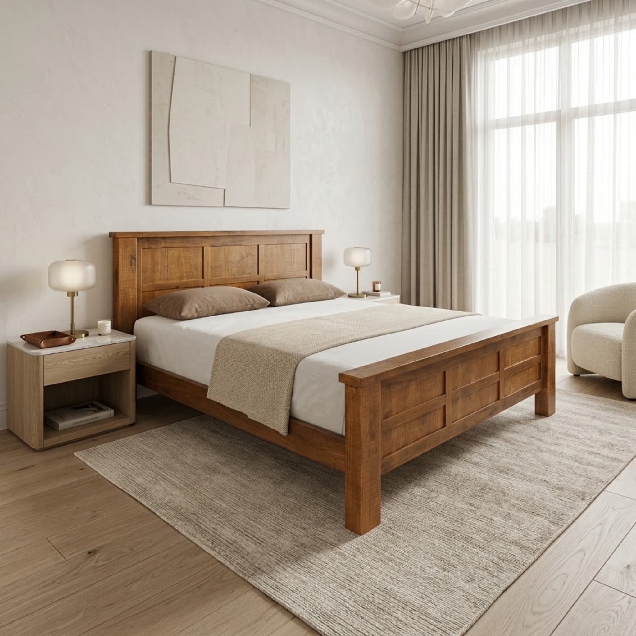 Woodgate Queen Size Bed Frame + Mattress Bundle