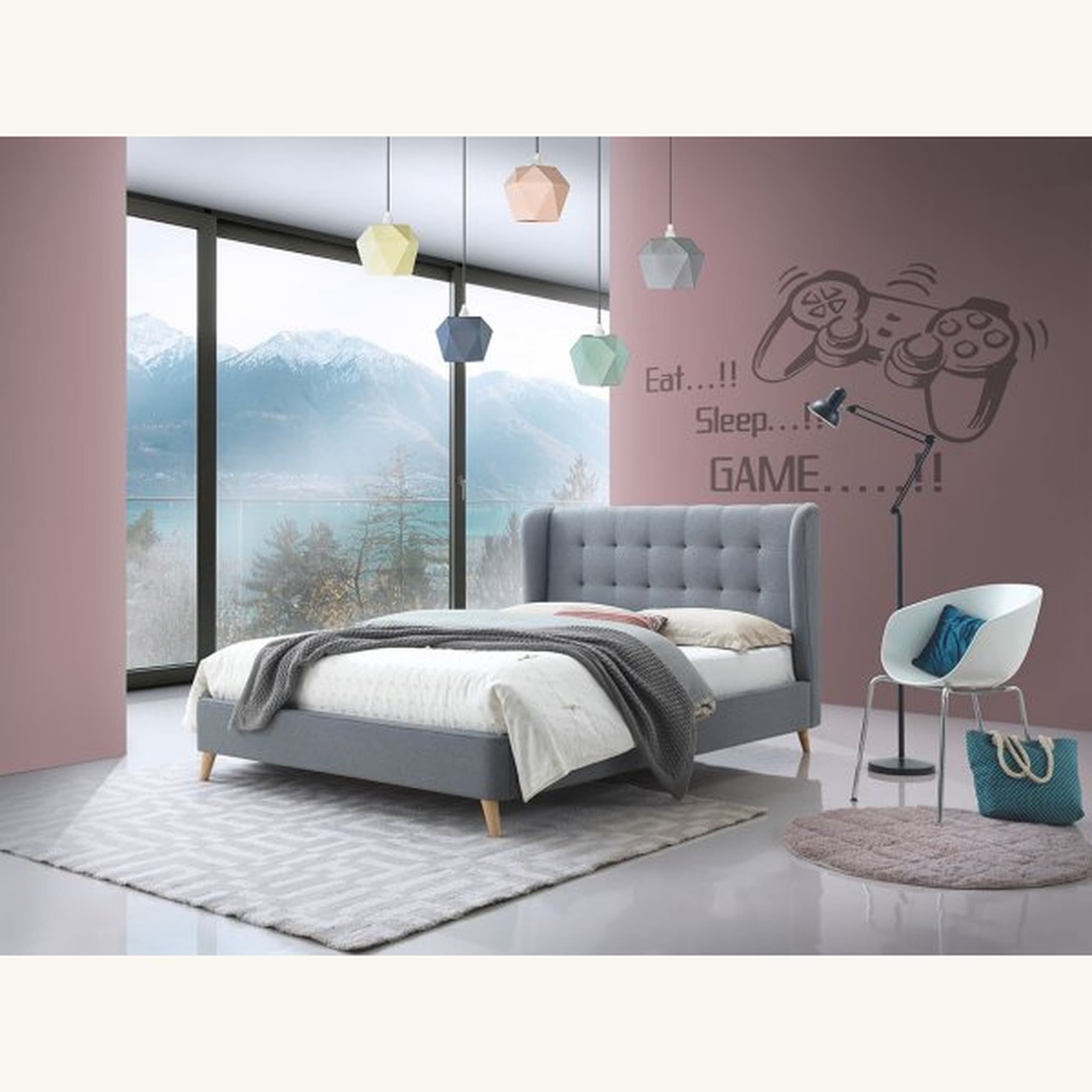 Grafton Fully Upholstered Bed + Mattress Bundle alternate view