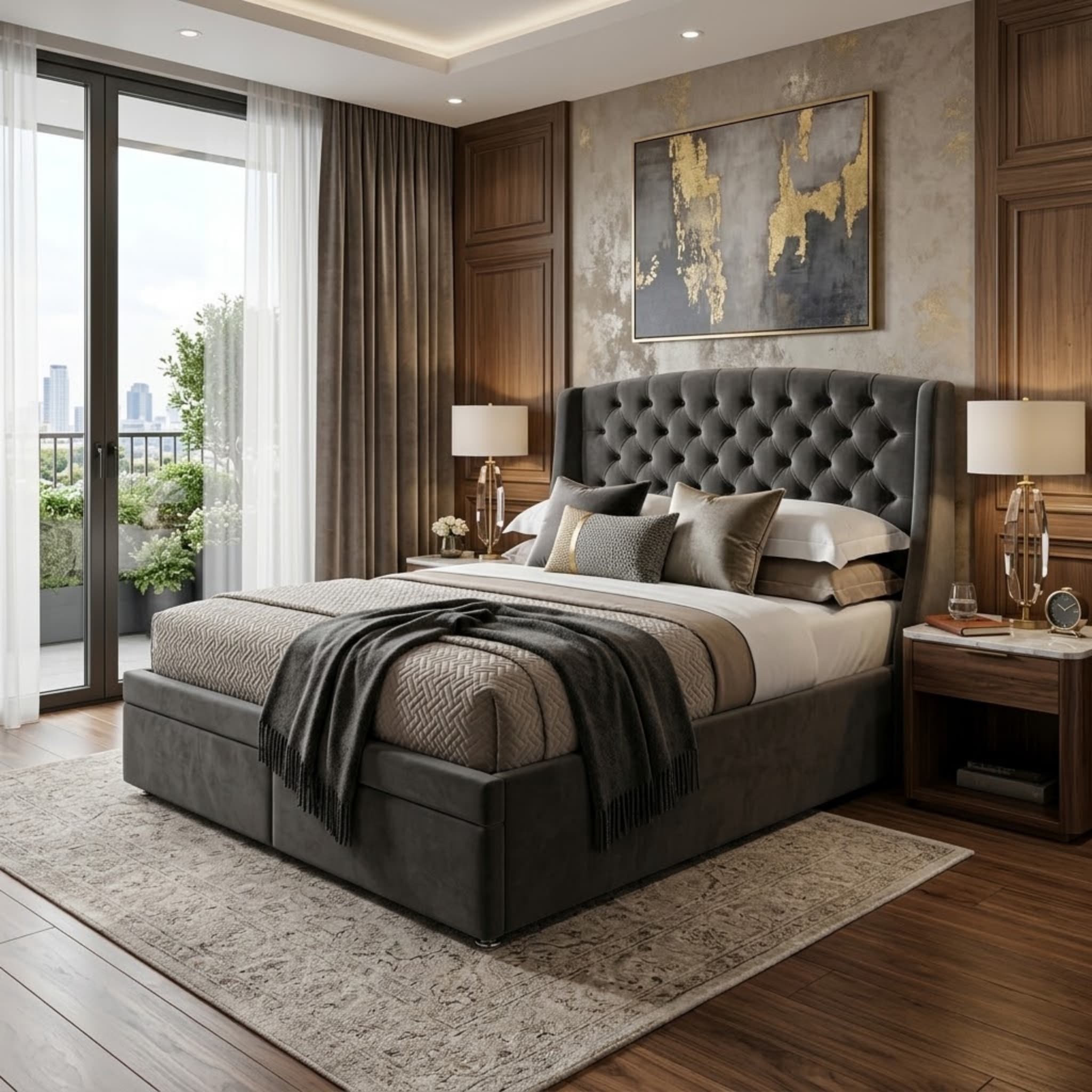 A012 Miramar Fully Upholstered Bed + Mattress Bundle