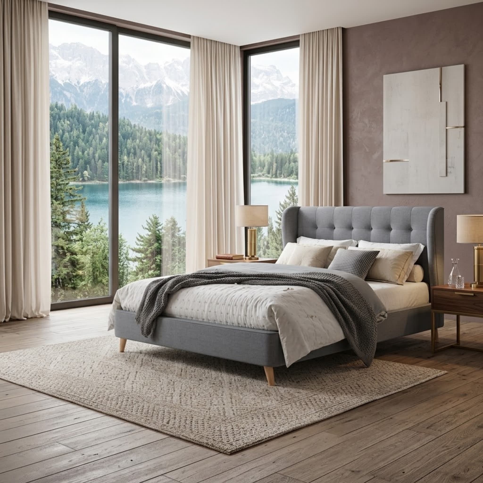 Grafton Fully Upholstered Bed + Mattress Bundle