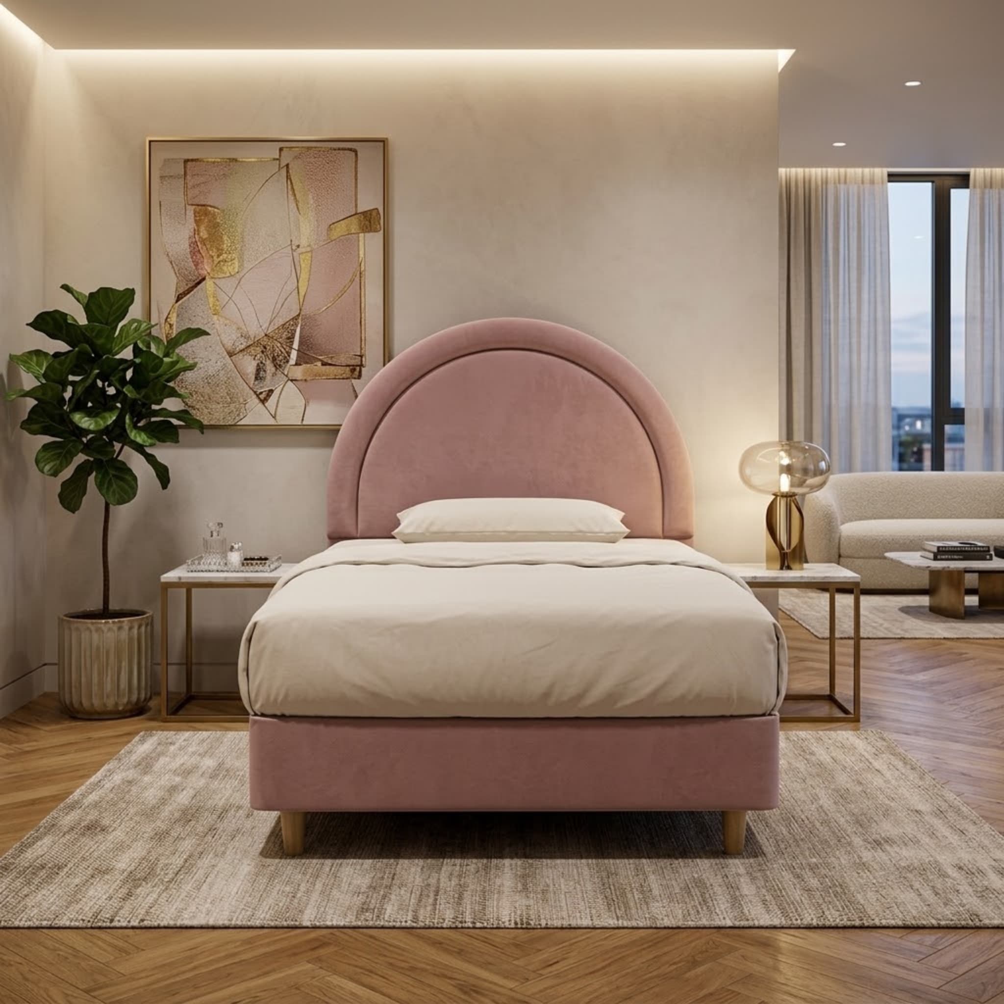 Mila Fully Upholstered Bed + Mattress Bundle