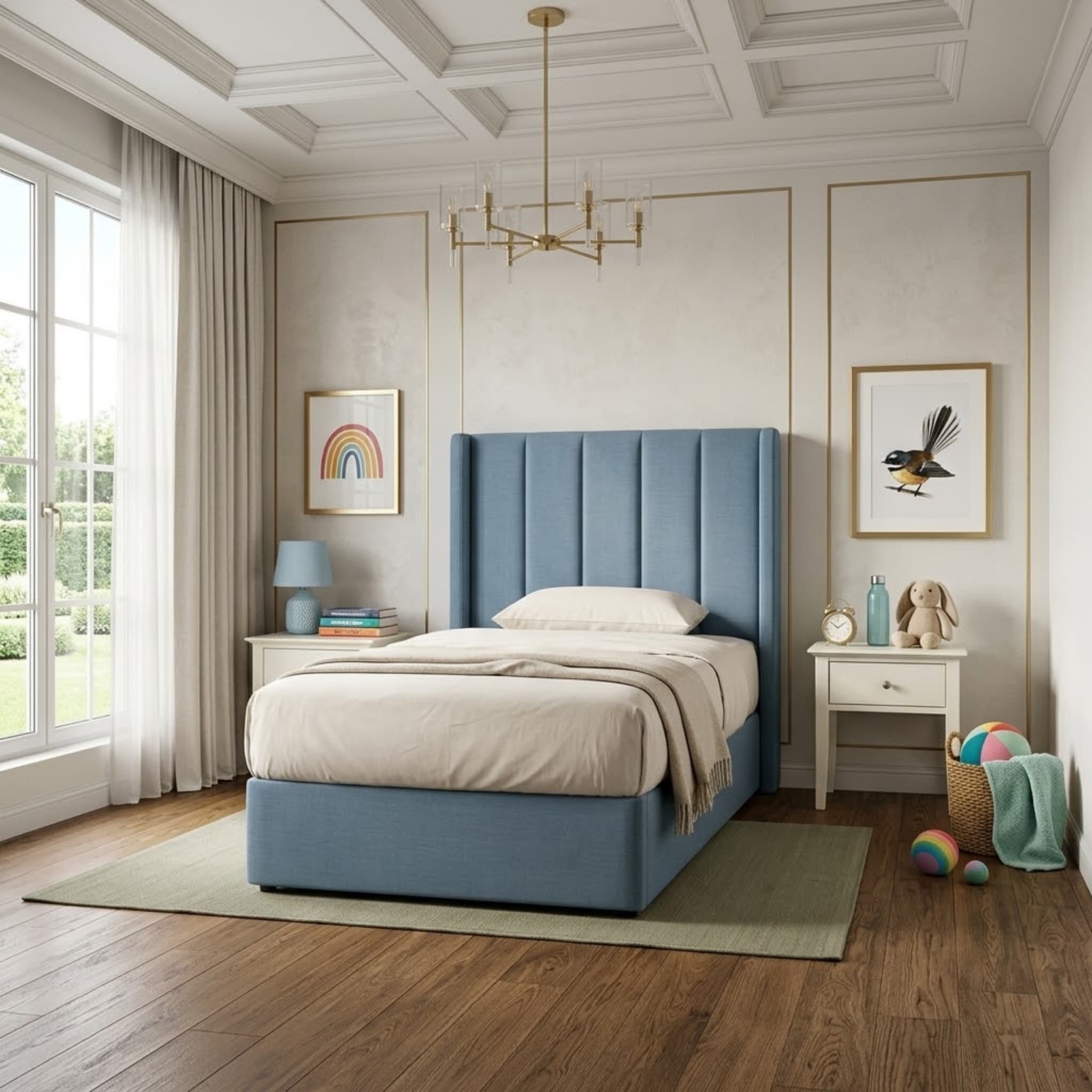 Theo Fully Upholstered Bed + Mattress Bundle