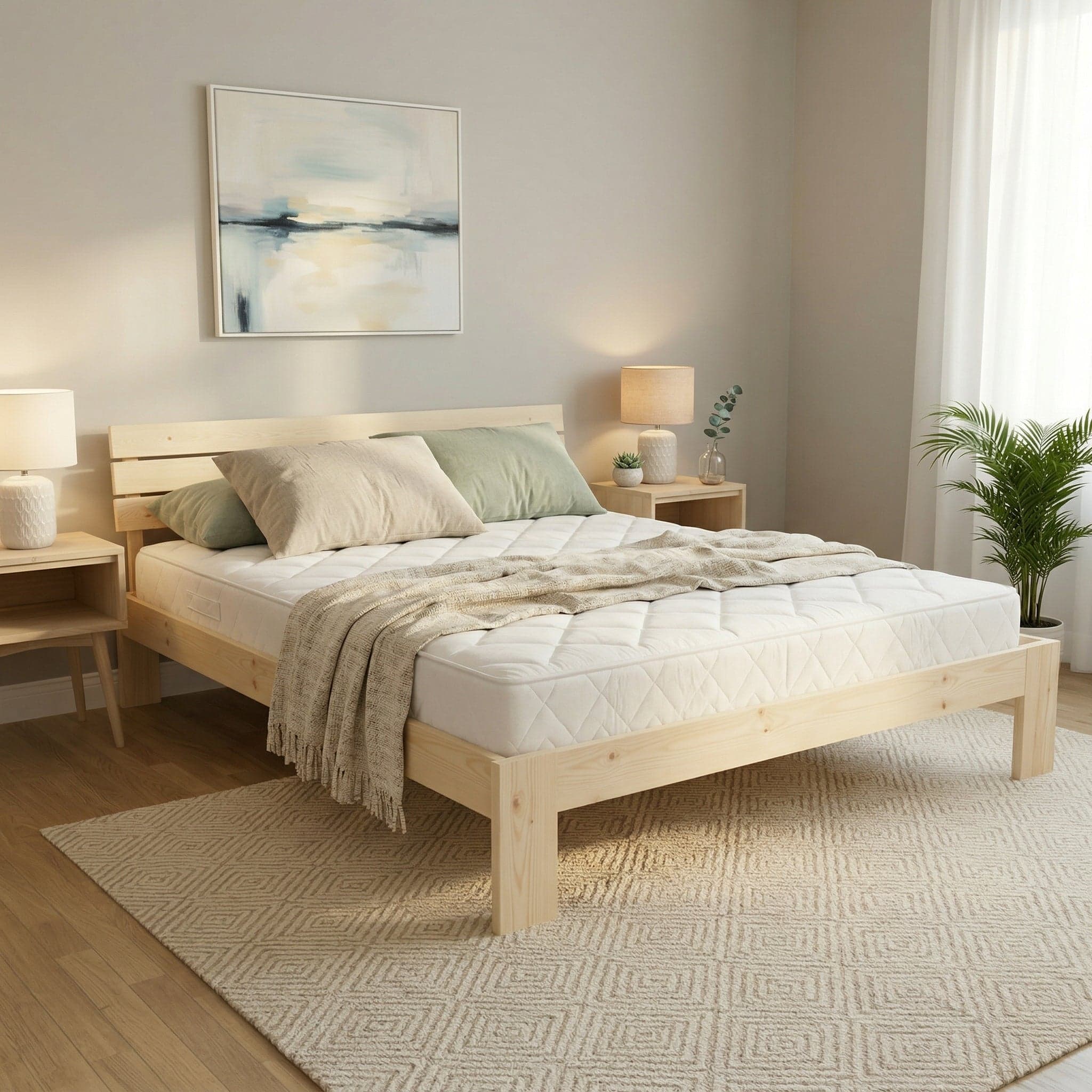 Bell Queen Wooden Bed + Mattress Bundle