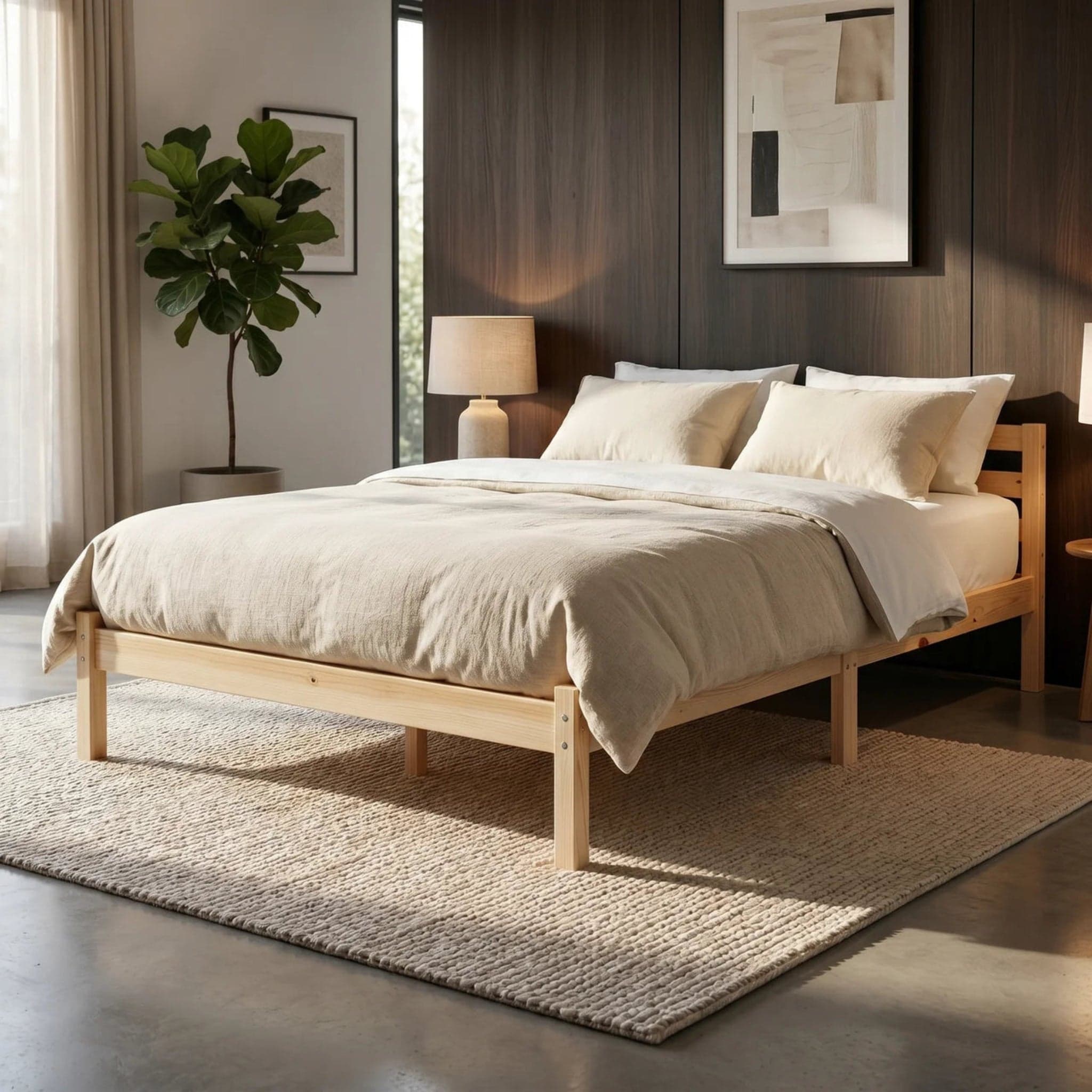 Miami Queen Wooden Bed + Mattress Bundle