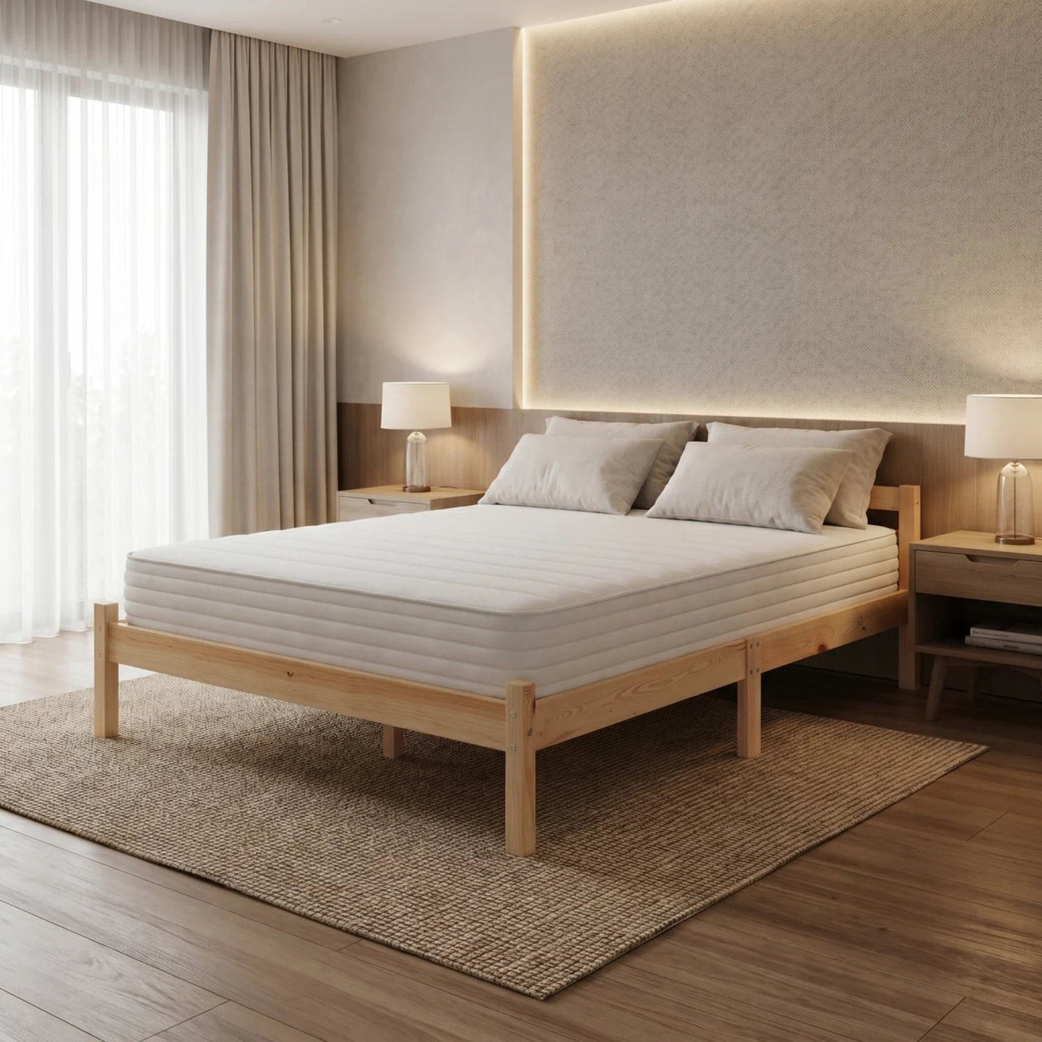 Miami Double Wooden Bed + Mattress Bundle
