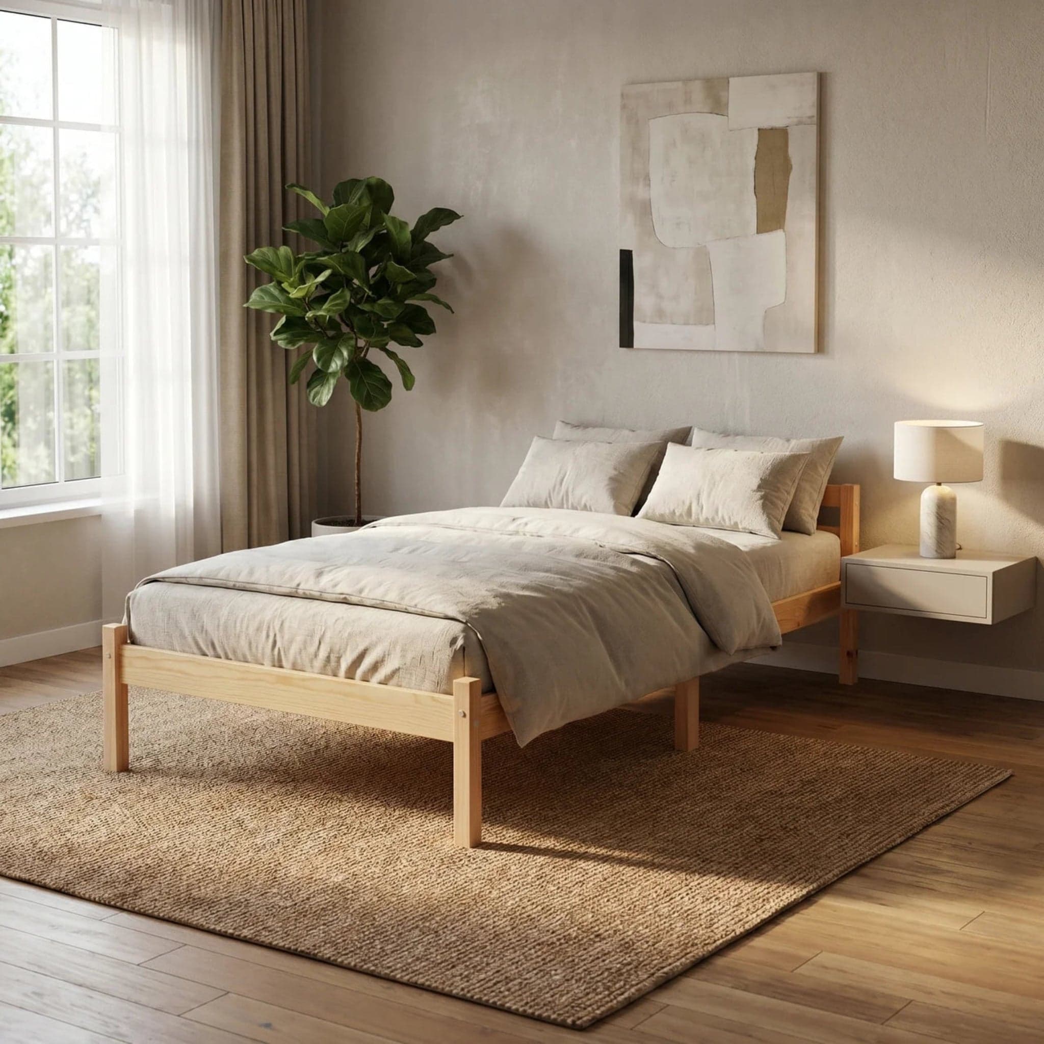 Miami King Single Wooden Bed + Mattress Bundle