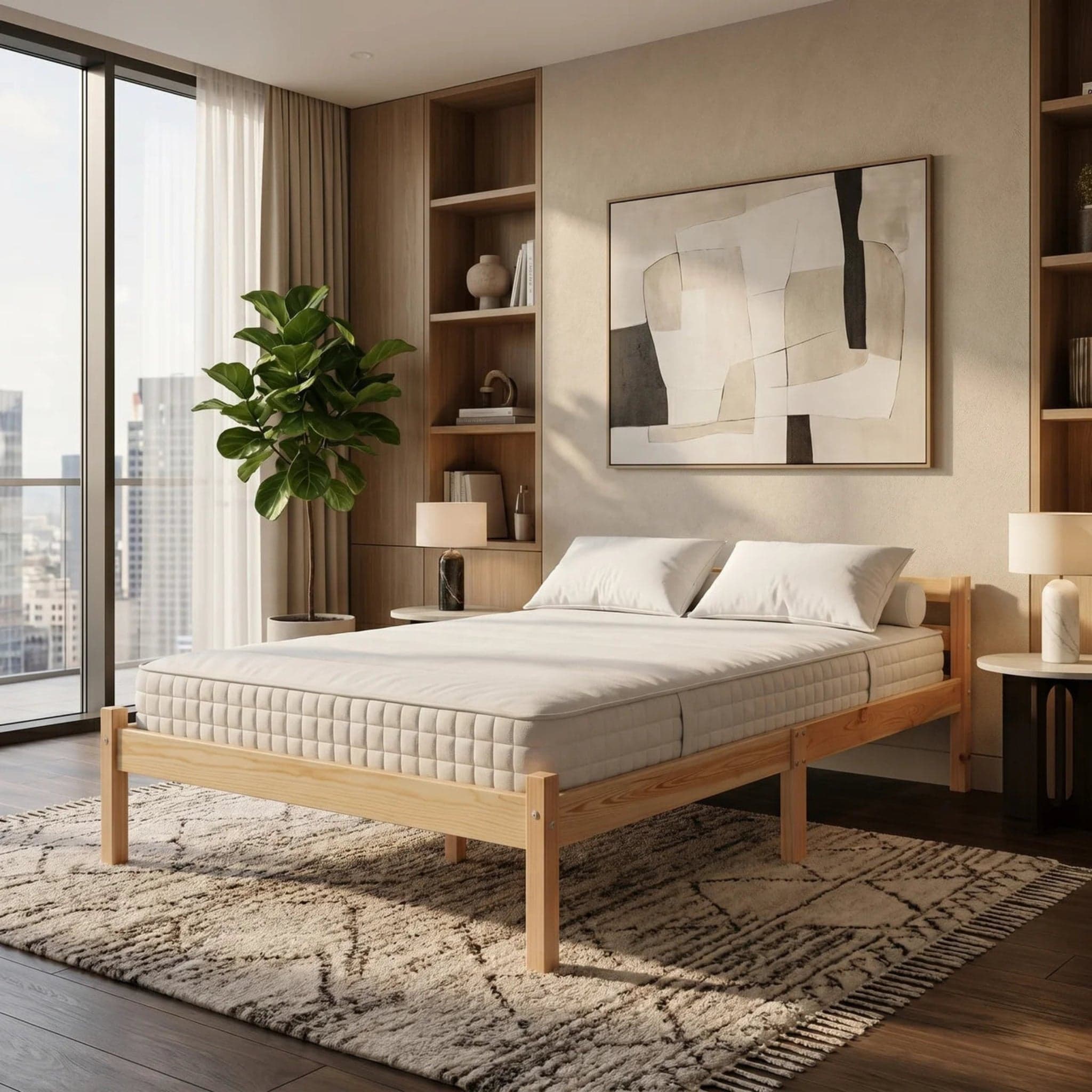 Miami Single Wooden Bed + Mattress Bundle