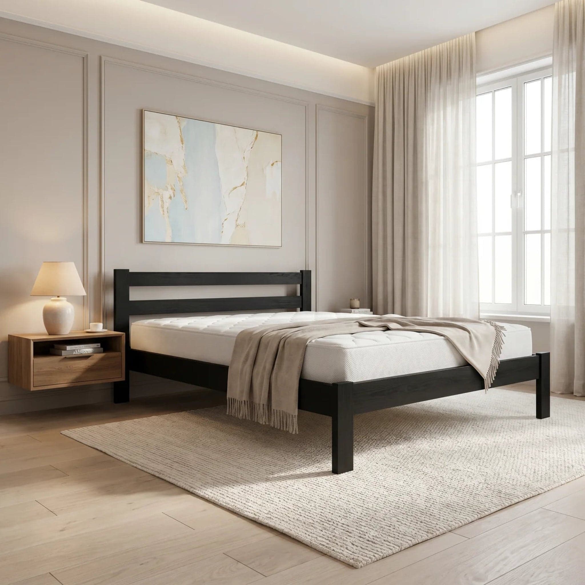 Black Tina Double Bed + Mattress Bundle