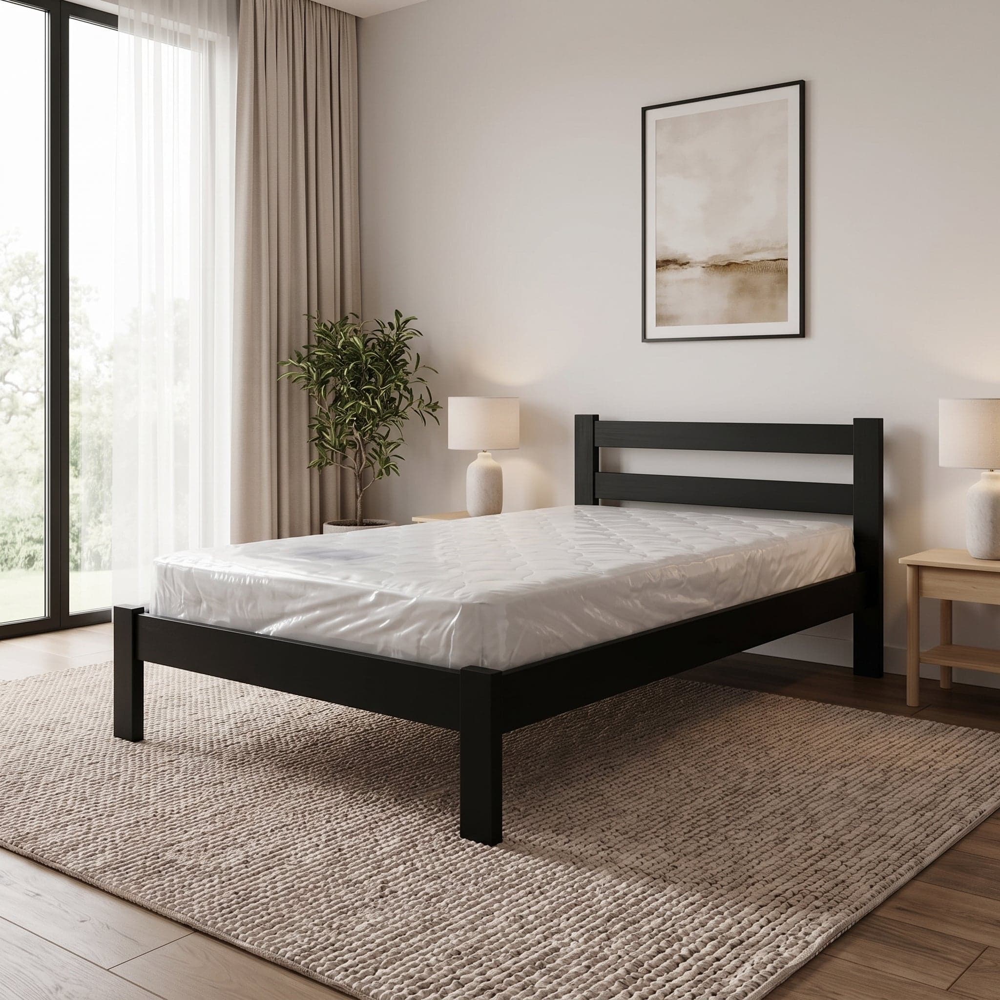 Black Tina Single Bed + Mattress Bundle