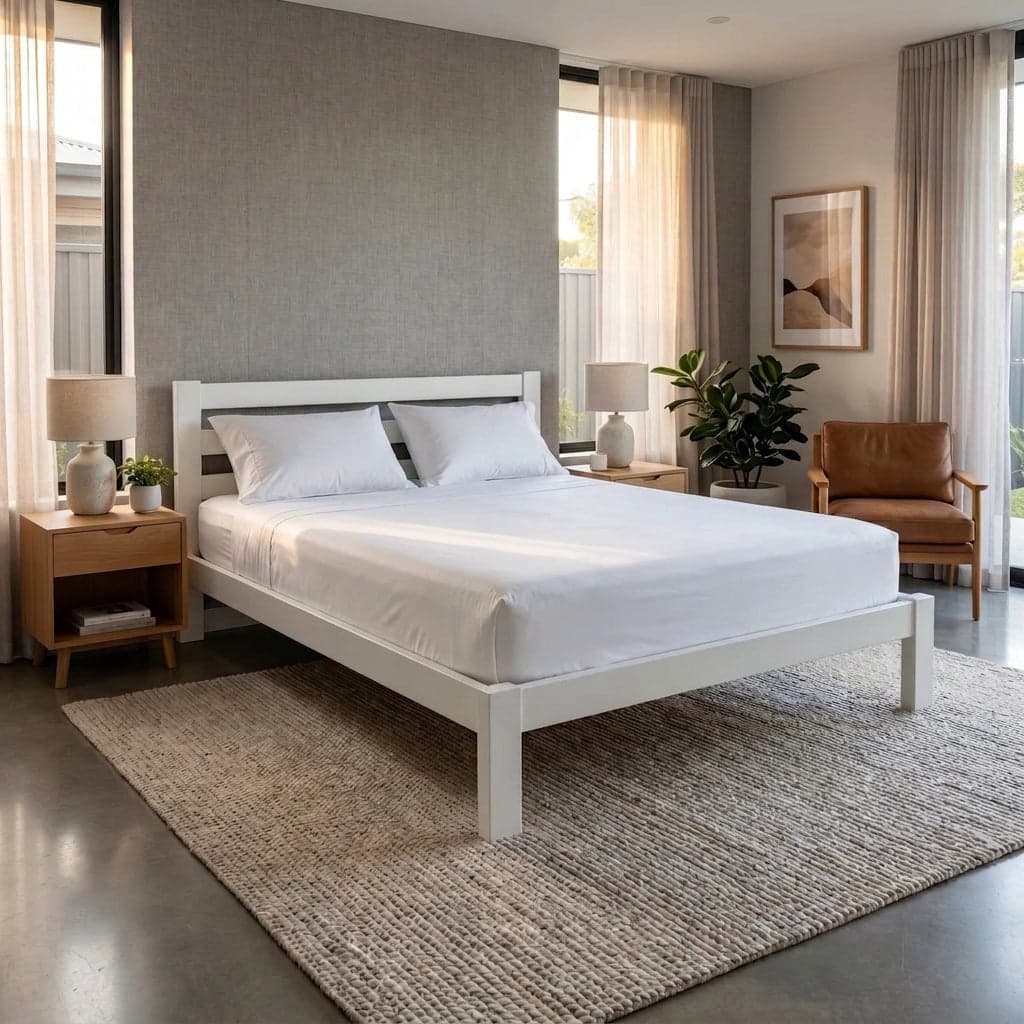 White Tina Queen Bed + Mattress Bundle alternate view