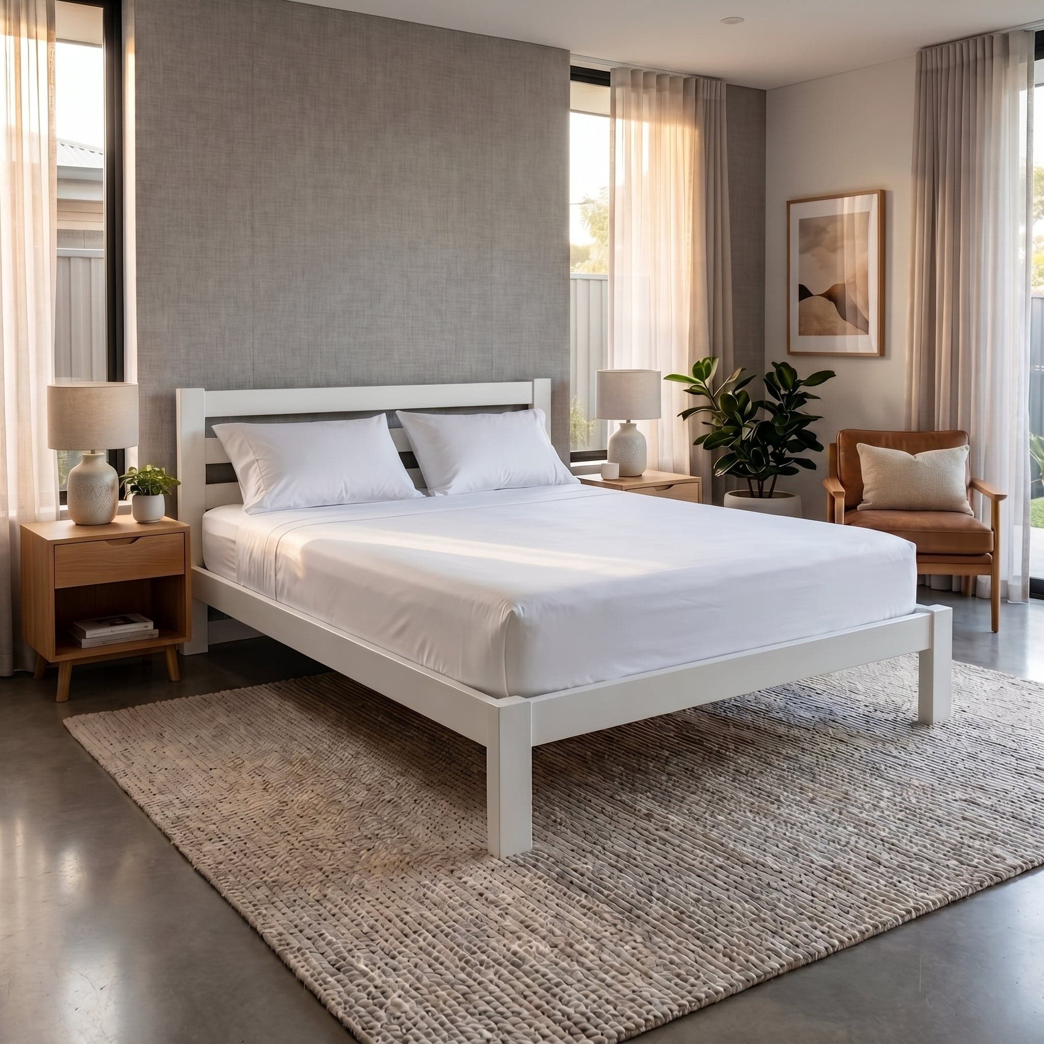 White Tina Queen Bed + Mattress Bundle