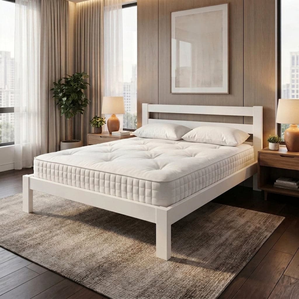 White Tina Double Bed + Mattress Bundle alternate view