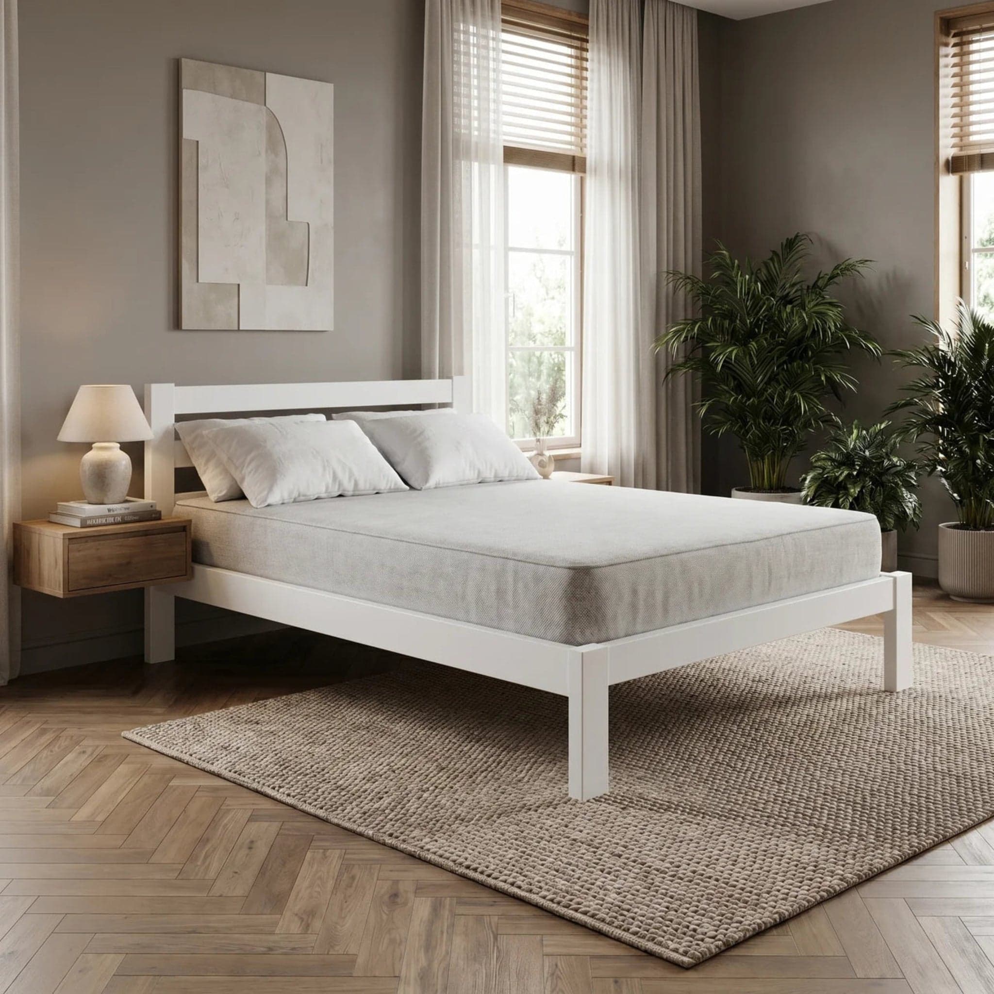 White Tina King Single Bed + Mattress Bundle