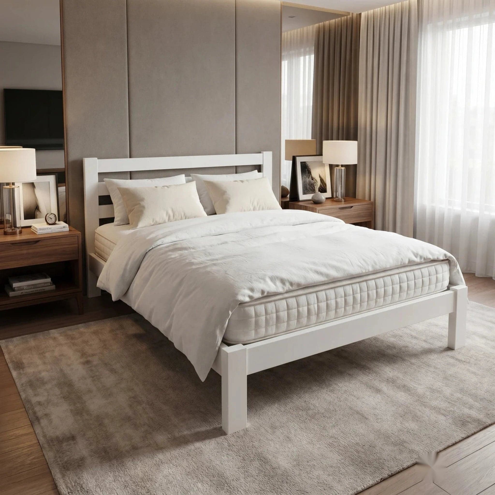 White Tina Single Bed + Mattress Bundle