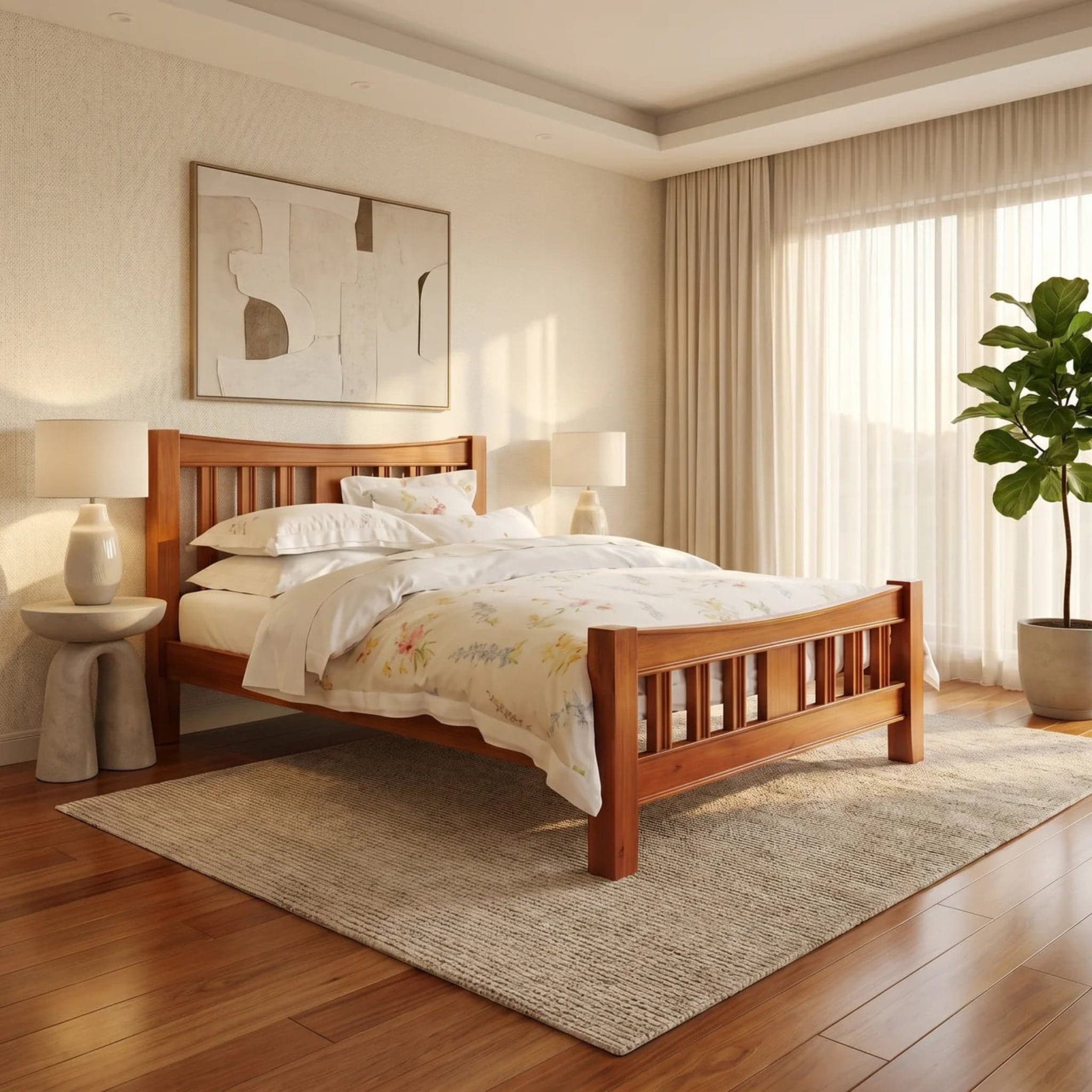 Troy Queen Bed (2050 x 1540mm) + Mattress Bundle